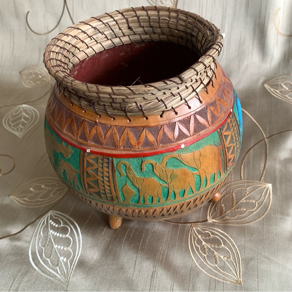 Handcrafted Decorative Pot with African Design